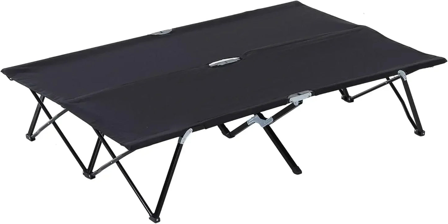 2 Person Folding Camping Cot 50 Inch Extra Wide Outdoor Portable Sleeping Cot with Carry Bag Elevated Camping Bed Beach Hiking