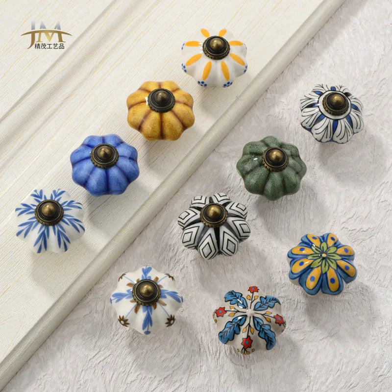 Ceramic Drawer Handle Single Hole Small Circular Colored Handle