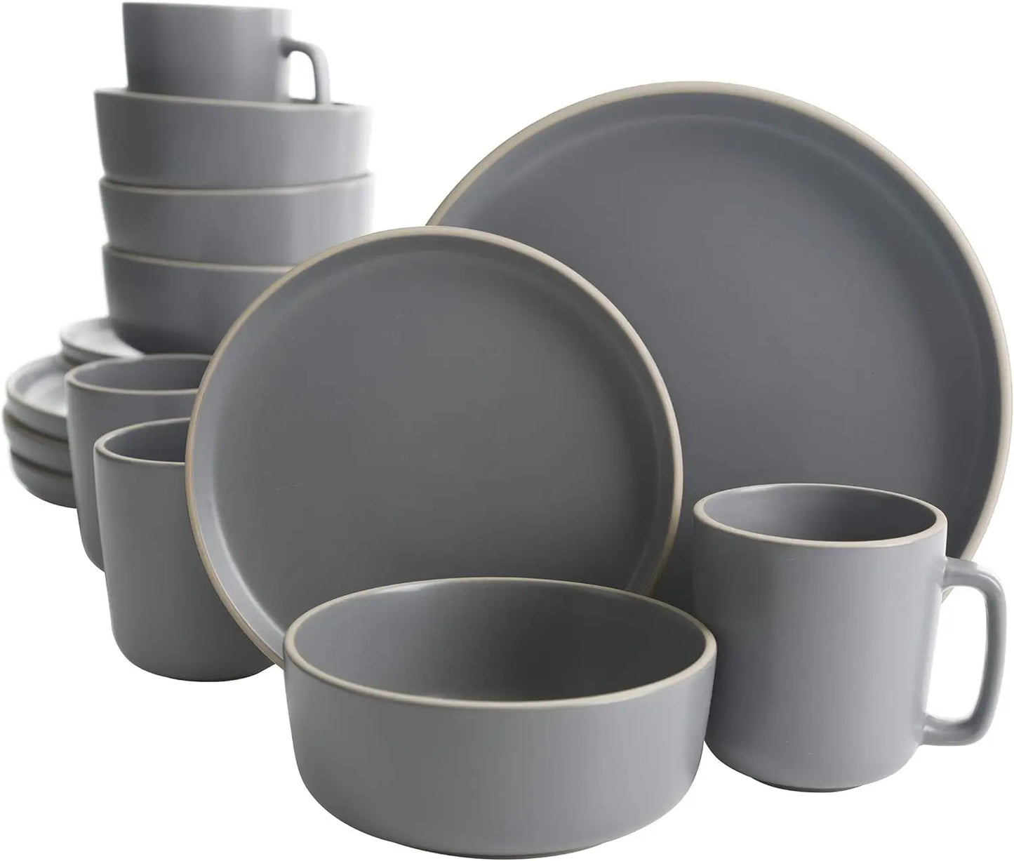 Zuma Stoneware Dinnerware Set - Matte Black for Four
