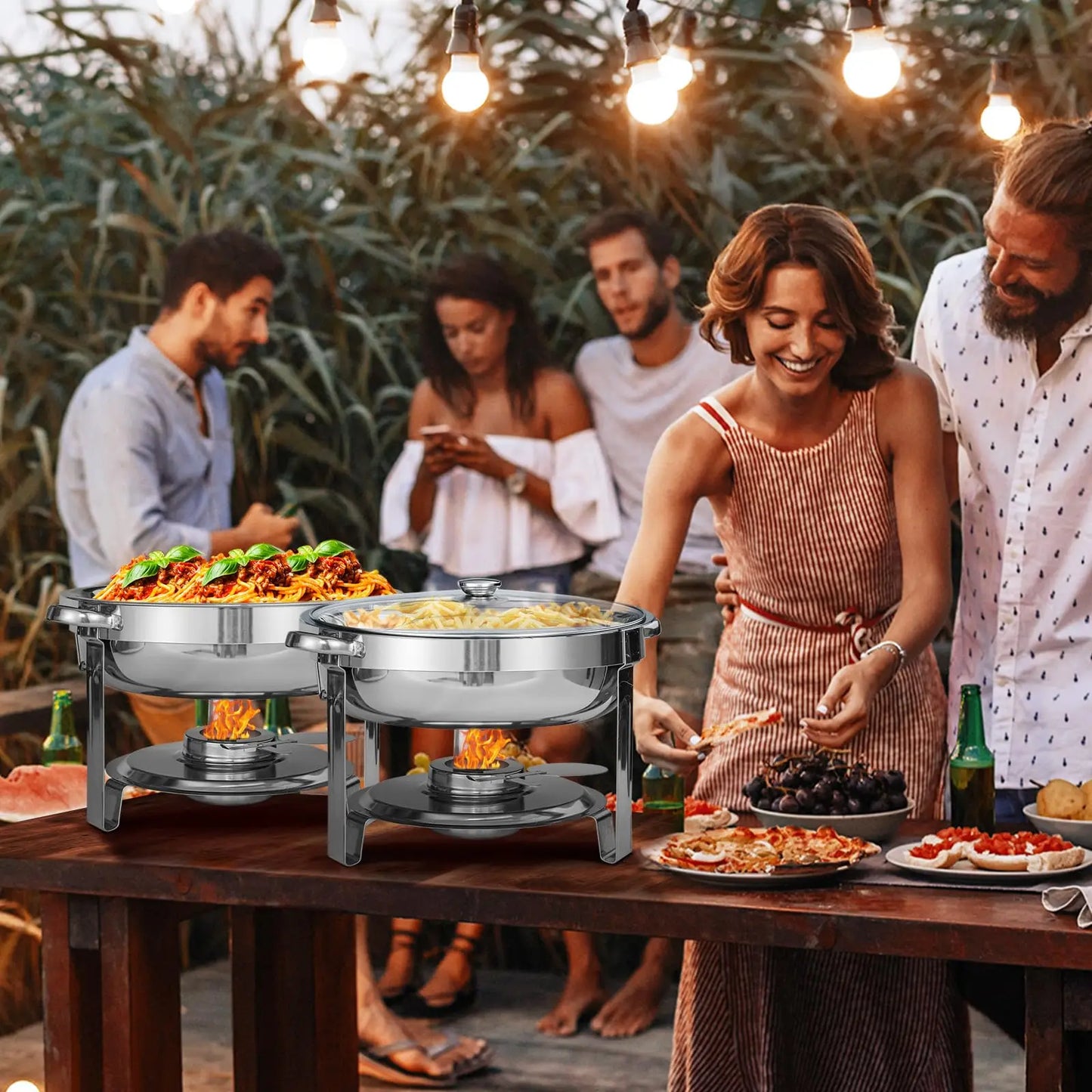 Chafing Dish Buffet Set 2 Pack 5QT Glass Lid Stainless Steel