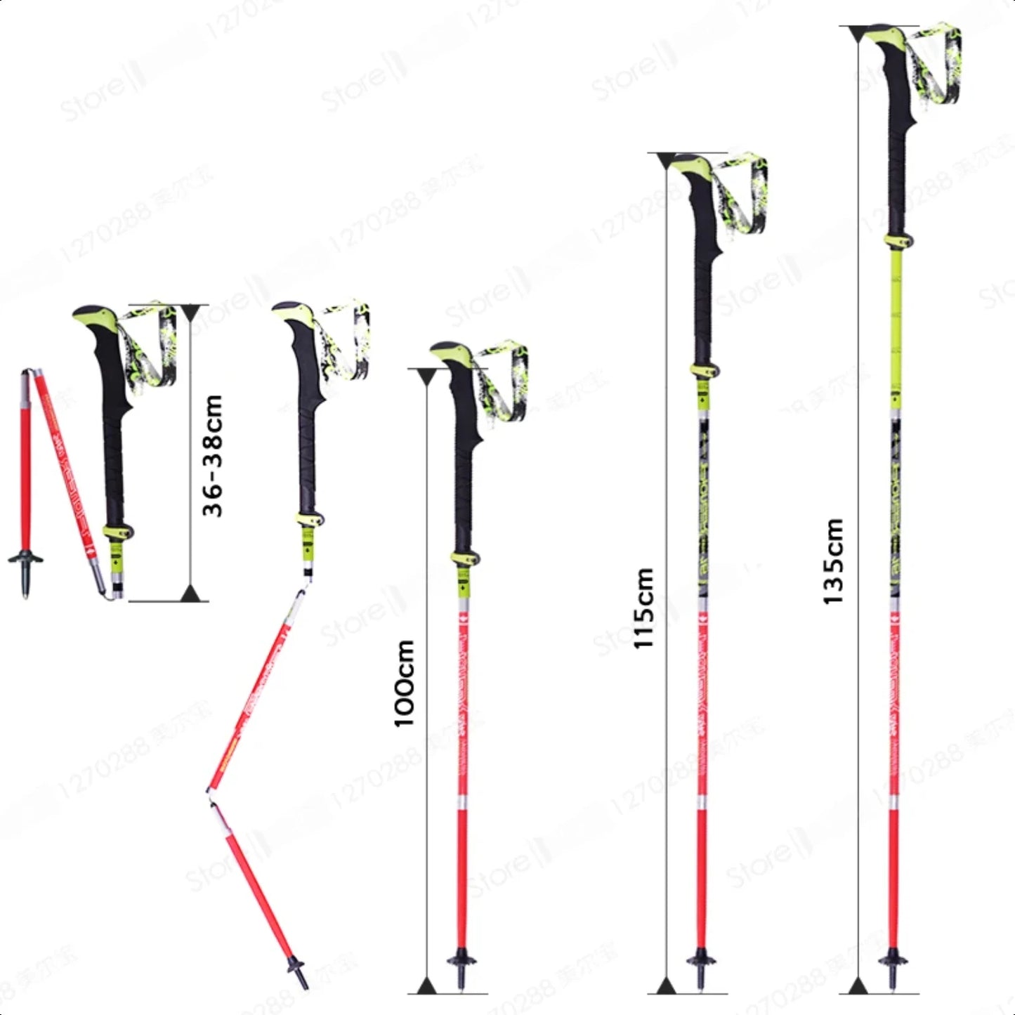 Professional Folding Trekking Poles Carbon Alpenstocks Hiking Sticks