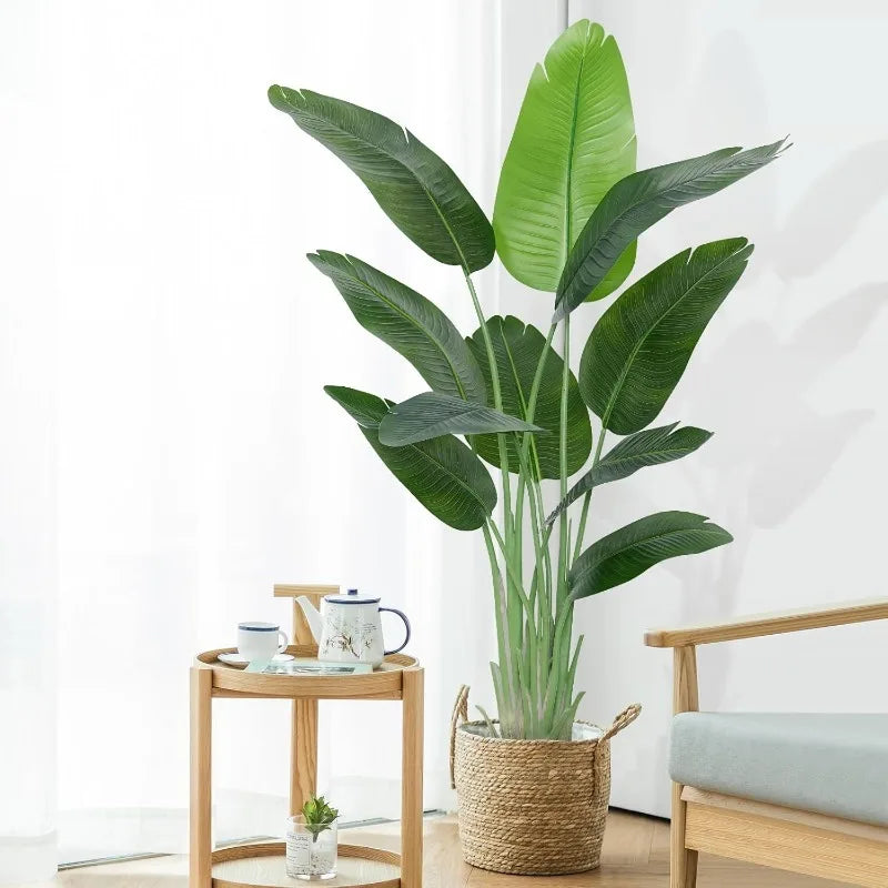 Lifelike Bird of Paradise Artificial Plant Faux Banana Leaf Tree