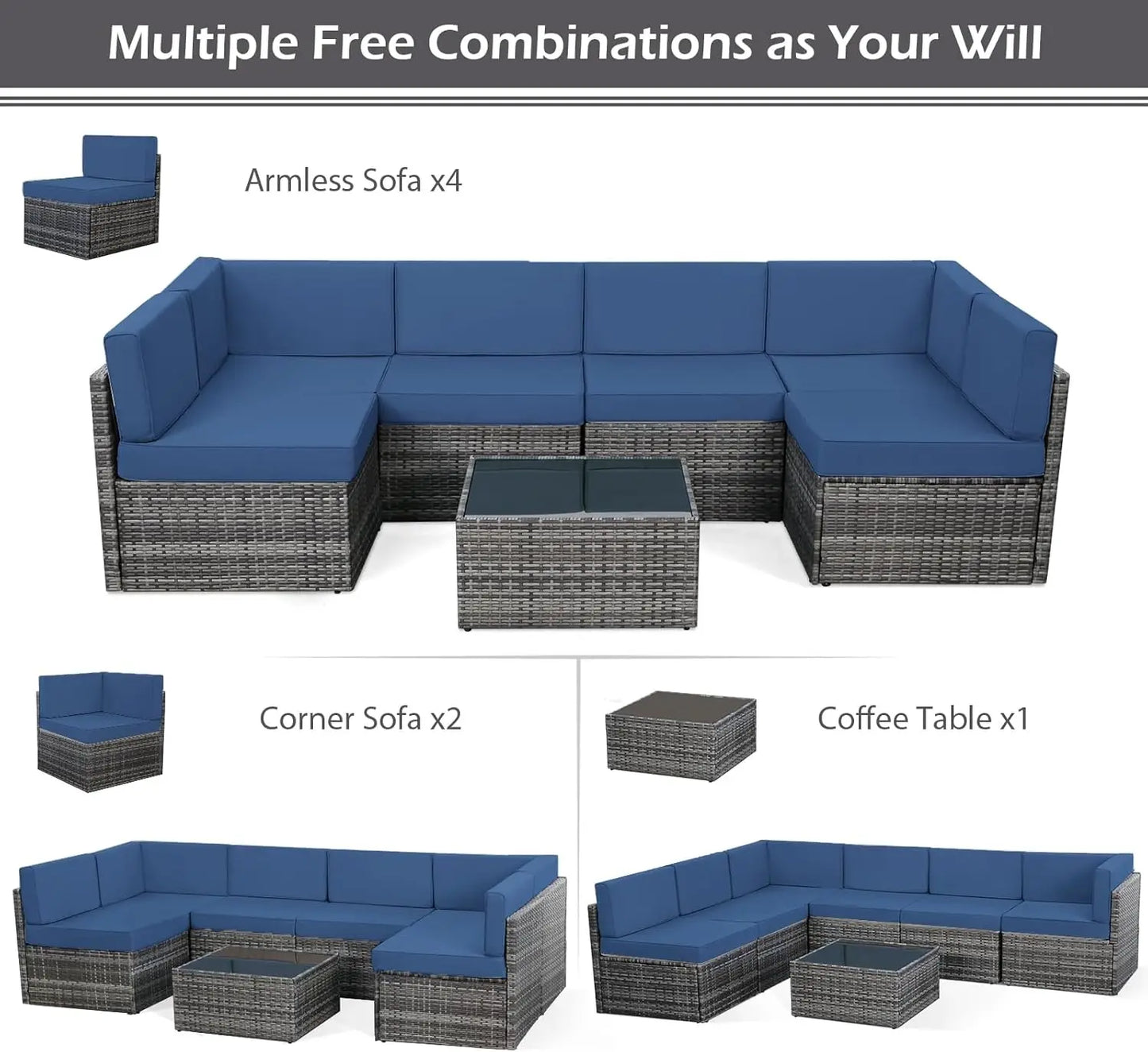 Elegant Outdoor Sectional Furniture Chair Set for Patios