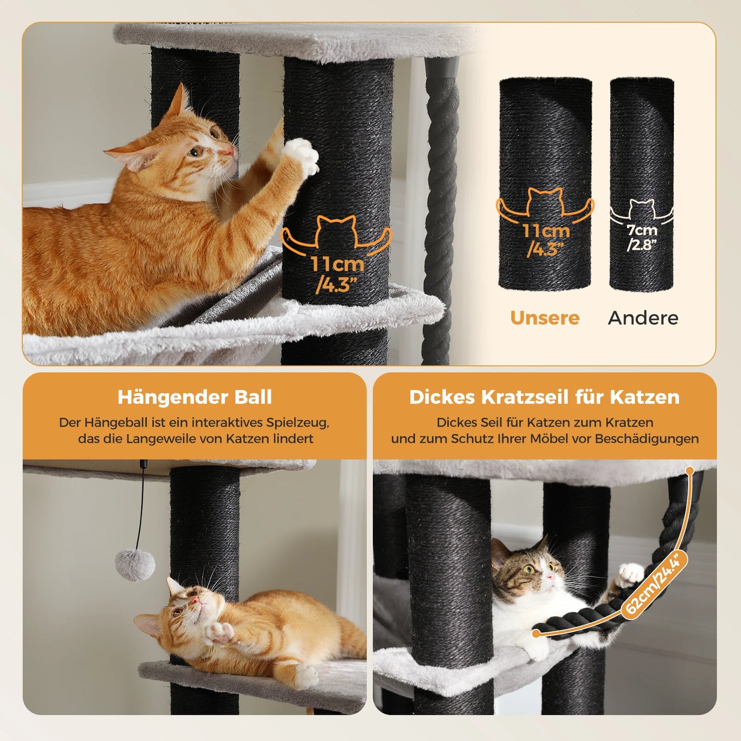 Big Cat Tree for Large Cats Robust Cat Tower with Perch