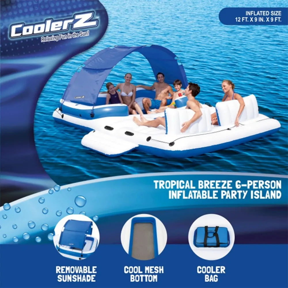 Hydro-Force Tropical Breeze 6 Person Inflatable Party Island Water Float Lounger