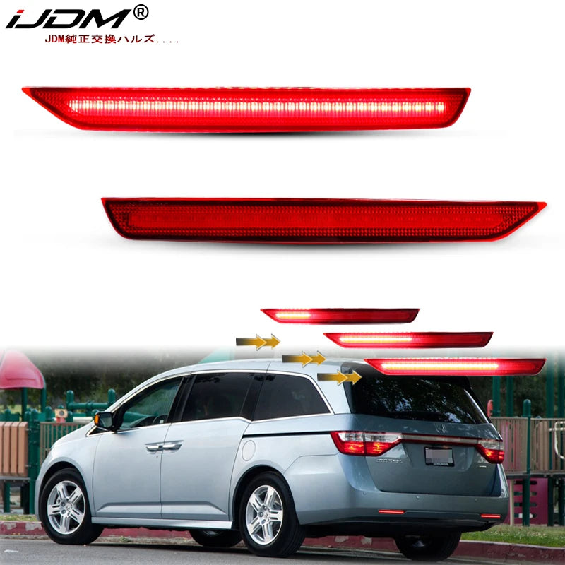 2pcs Red Rear Reflector Lights For Honda Odyssey 2011-2017