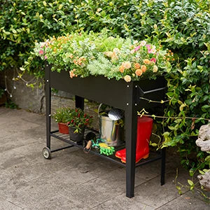 Raised Garden Bed with Wheels Anti-Rust Steel Planter Box