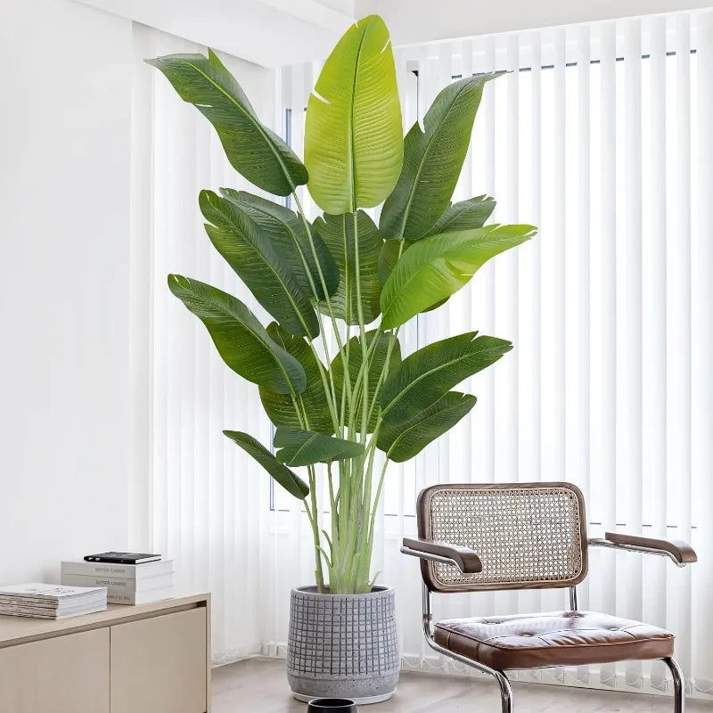 Lifelike Bird of Paradise Artificial Plant Faux Banana Leaf Tree