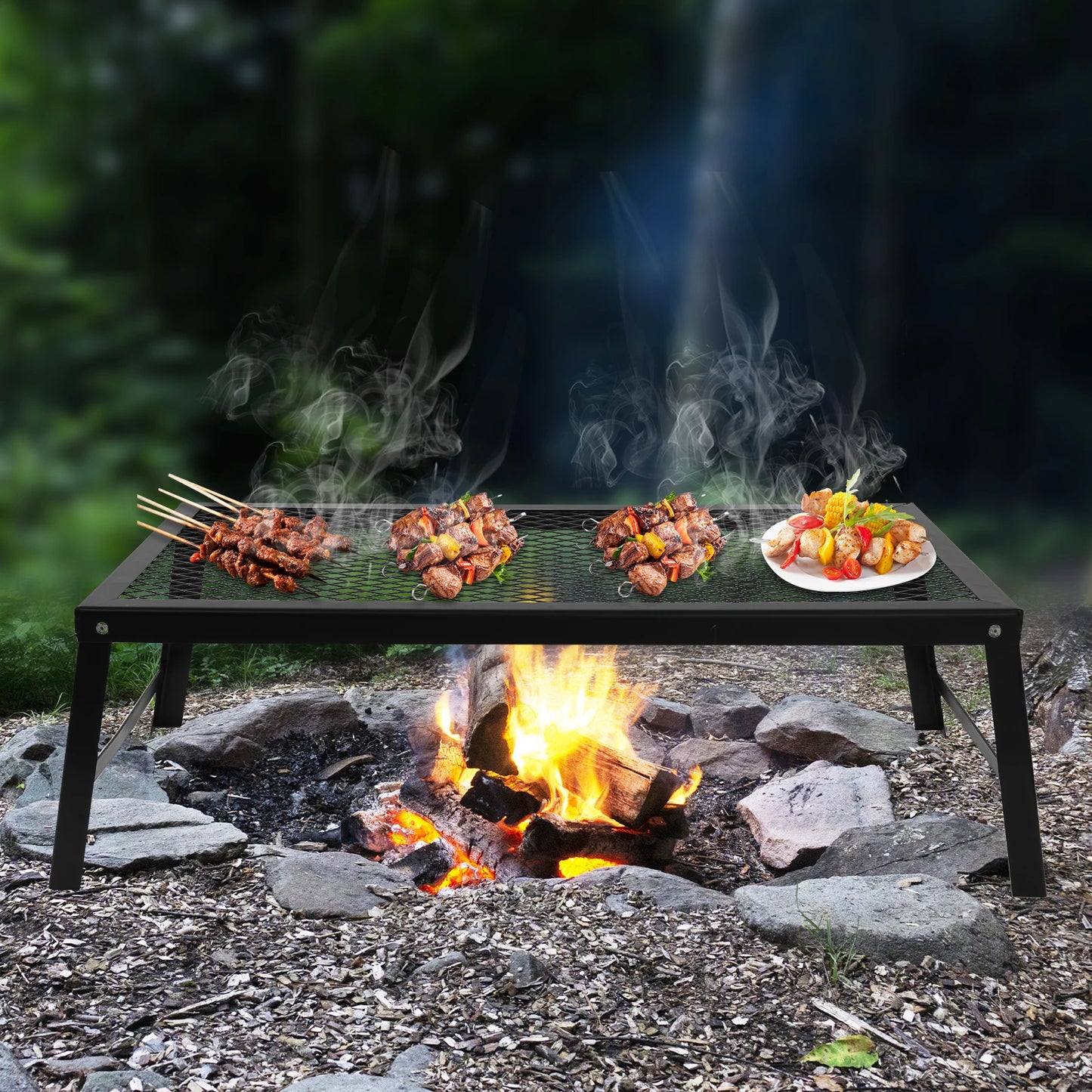 Folding Camping Grill 55*30*18cm Foldable Grill Rack Portable