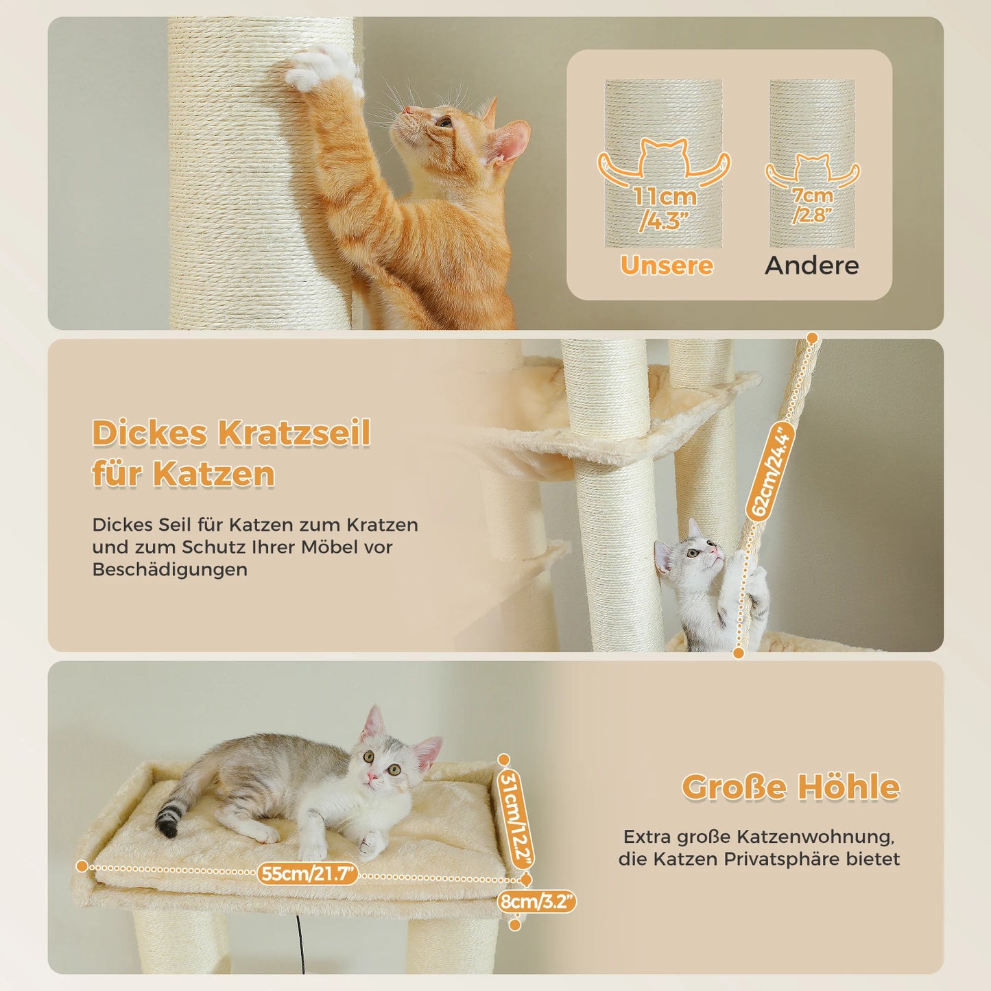Big Cat Tree for Large Cats Robust Cat Tower with Perch
