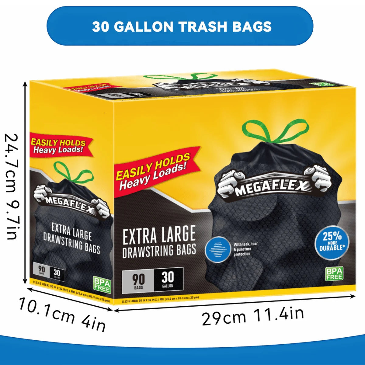 Xtratuff Extra Large Kitchen Drawstring Trash Bags 30Gal
