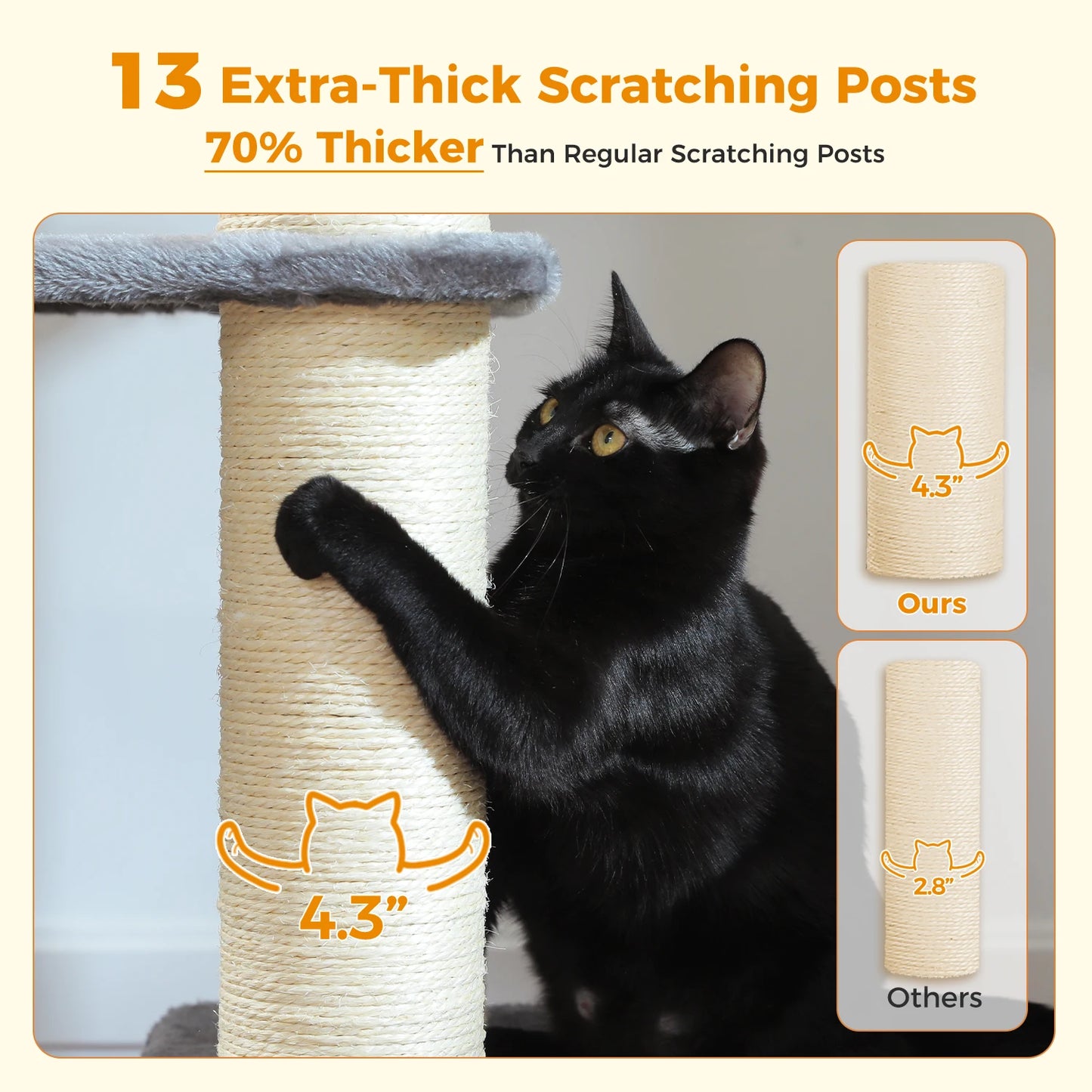Large Cat Tree for Indoor Cats Thick Scratching Posts Hammock MultiLevel Cat Condo