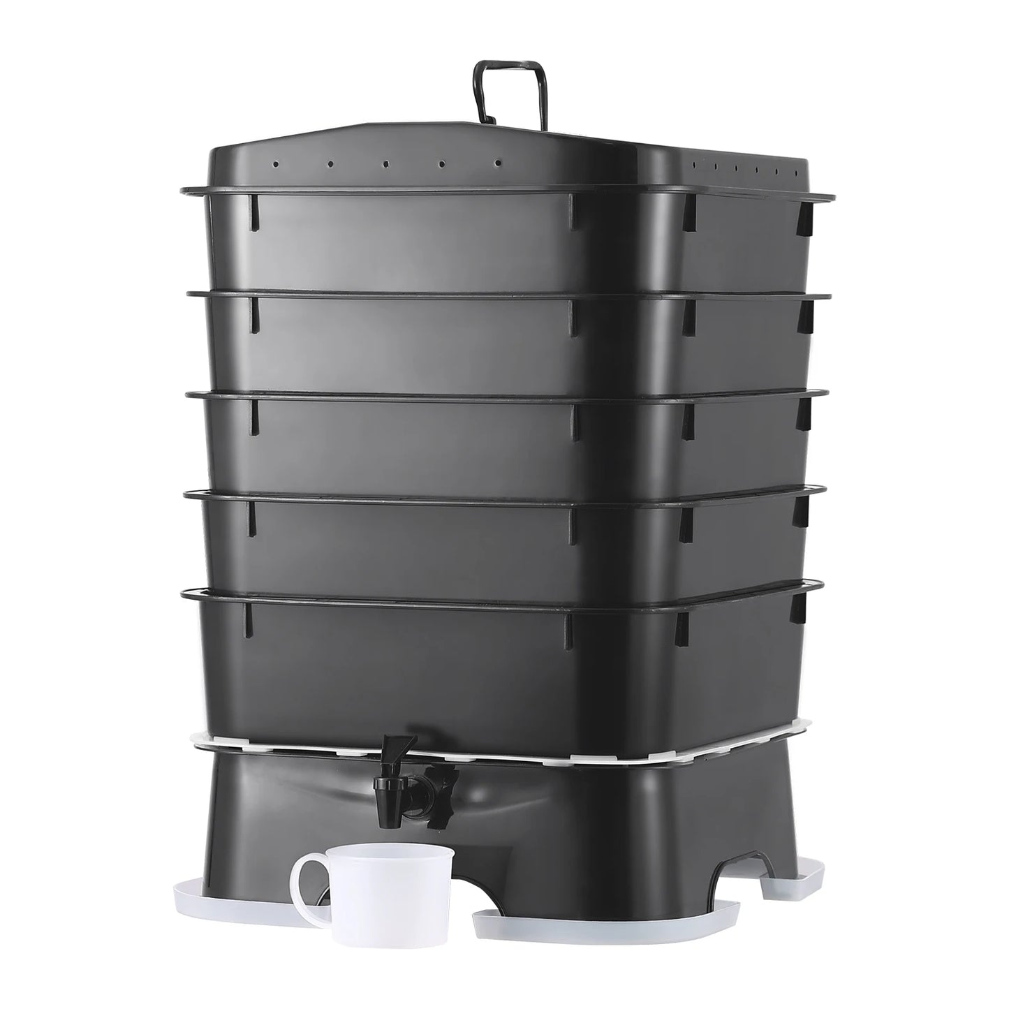VEVOR 5-Tray Worm Composter Sustainable Design For Recycling Food Waste 5 PCS Black