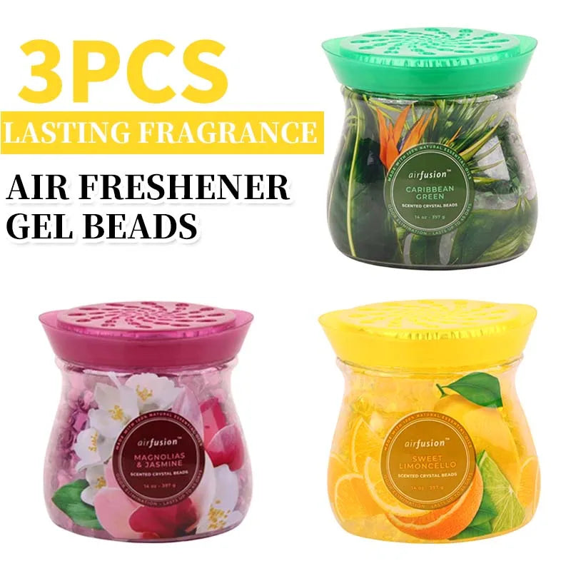 Odor Eliminator Gel Crystal Bead Gel for Home Bathrooms Cars Boats 14 Oz 3 Pcs