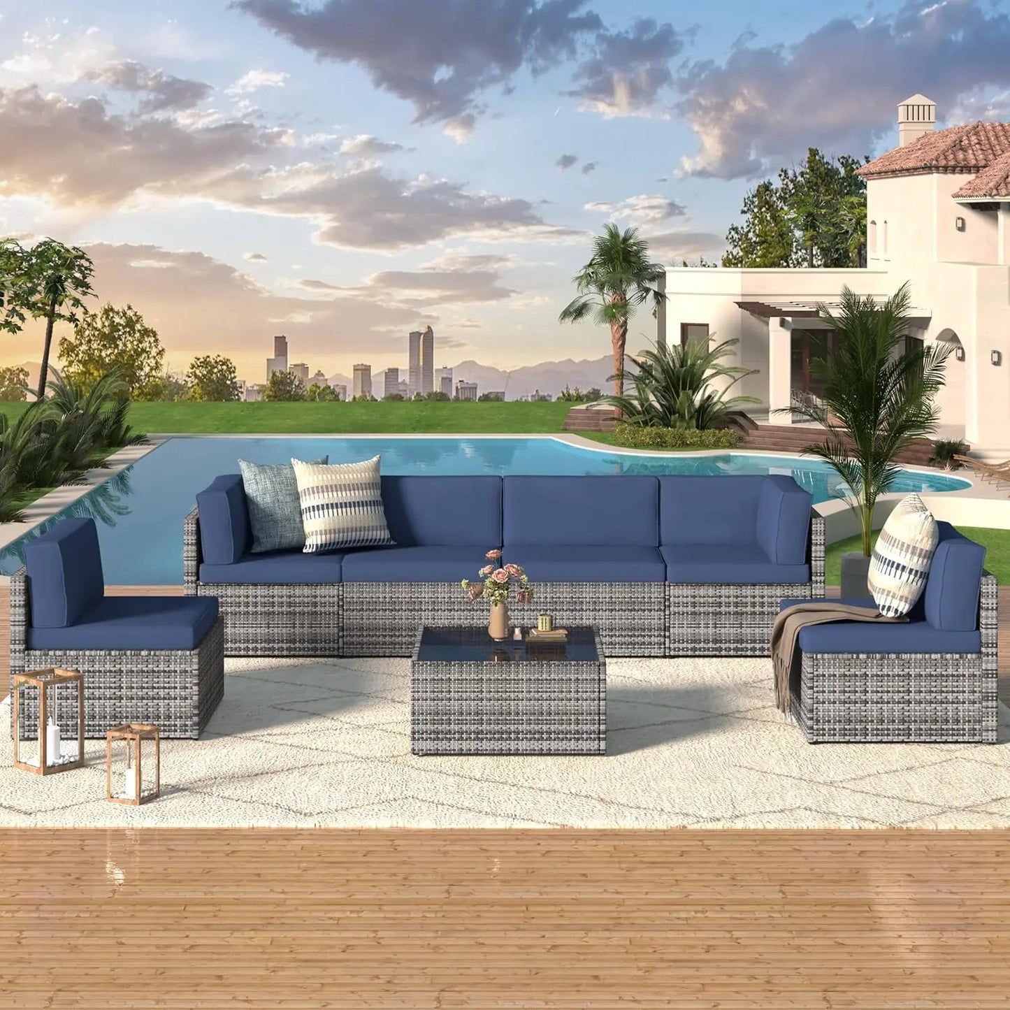 Elegant Outdoor Sectional Furniture Chair Set for Patios