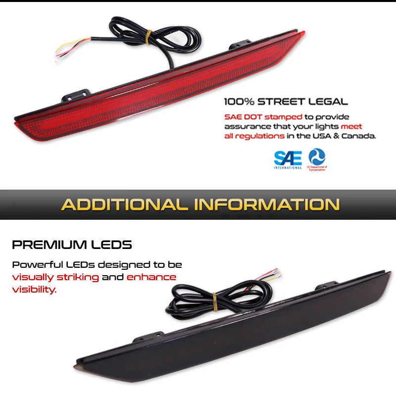 2pcs Red Rear Reflector Lights For Honda Odyssey 2011-2017