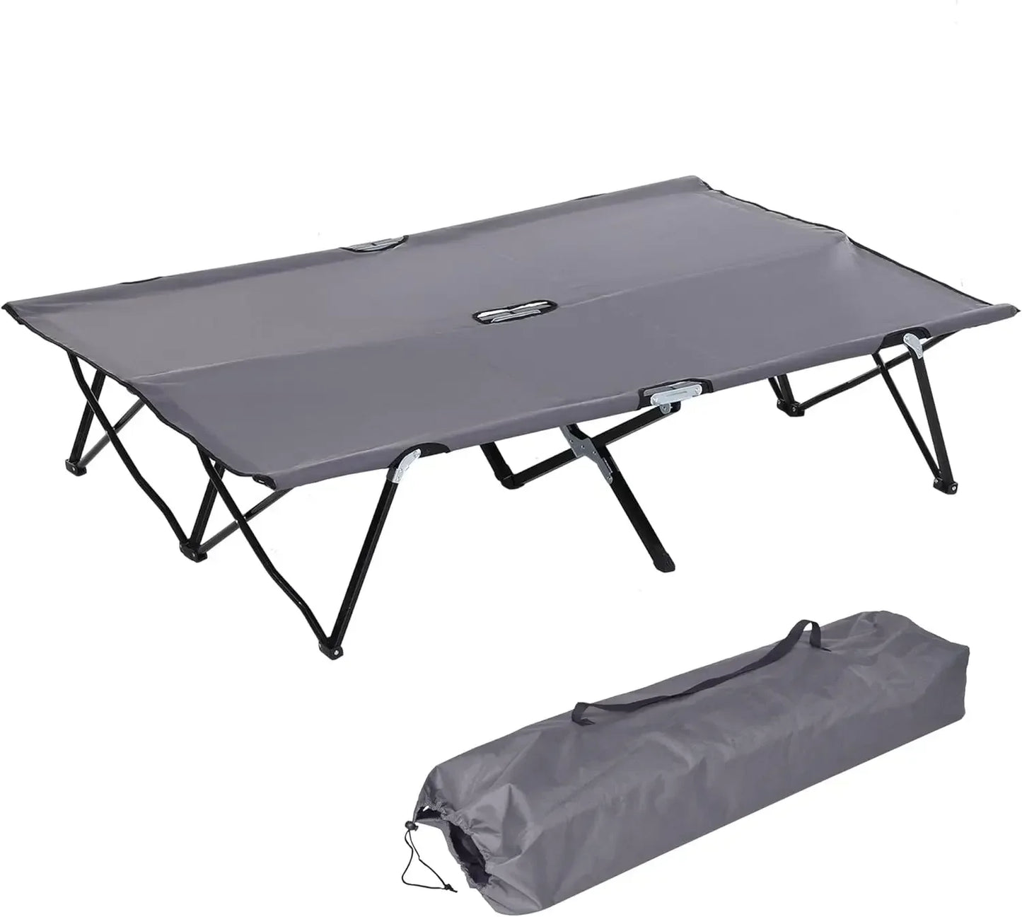 2 Person Folding Camping Cot 50 Inch Extra Wide Outdoor Portable Sleeping Cot with Carry Bag Elevated Camping Bed Beach Hiking