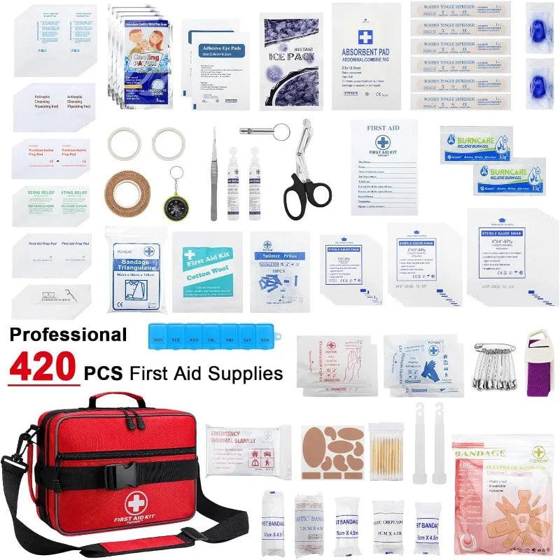 Premium 420 Piece Large First Aid Kit for Home and Travel