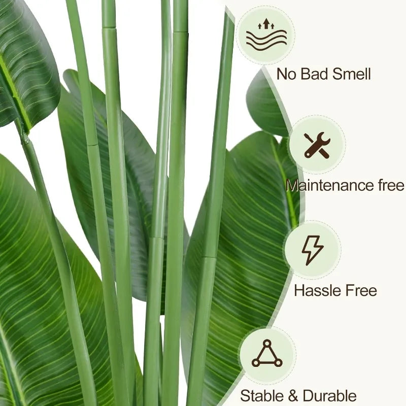 Lifelike Bird of Paradise Artificial Plant Faux Banana Leaf Tree