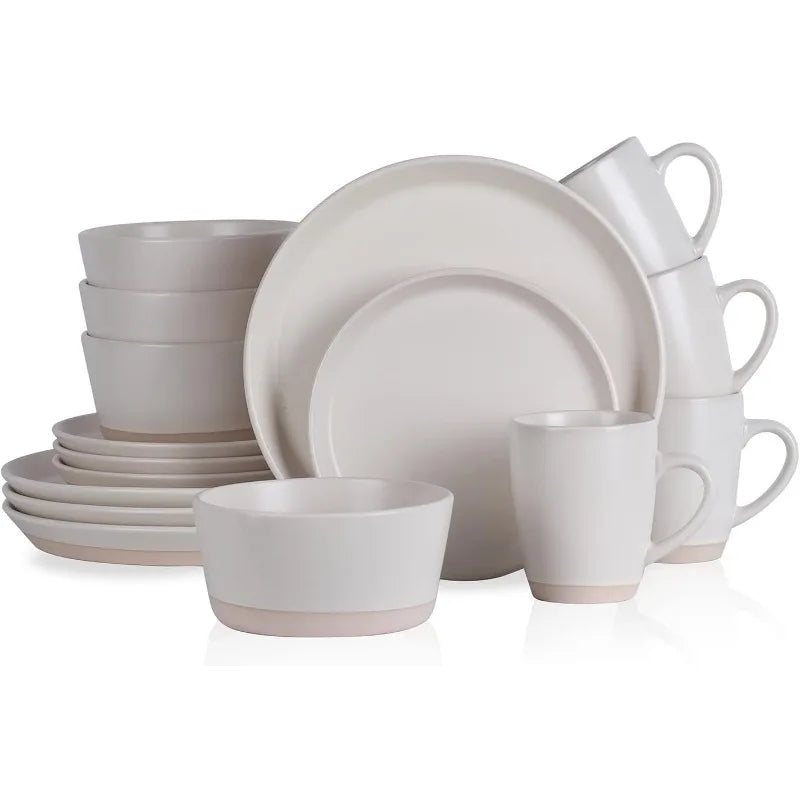 Albie Stoneware 16-Piece Dinnerware Set for 4 in Blue Black
