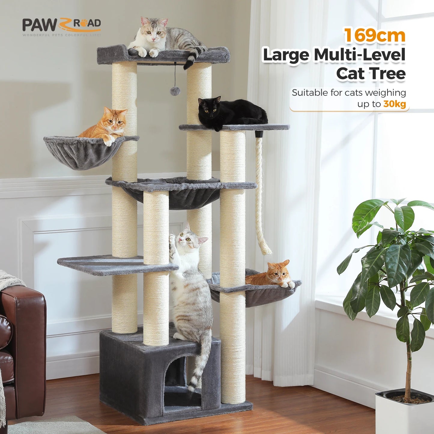 Big Cat Tree for Large Cats Robust Cat Tower with Perch