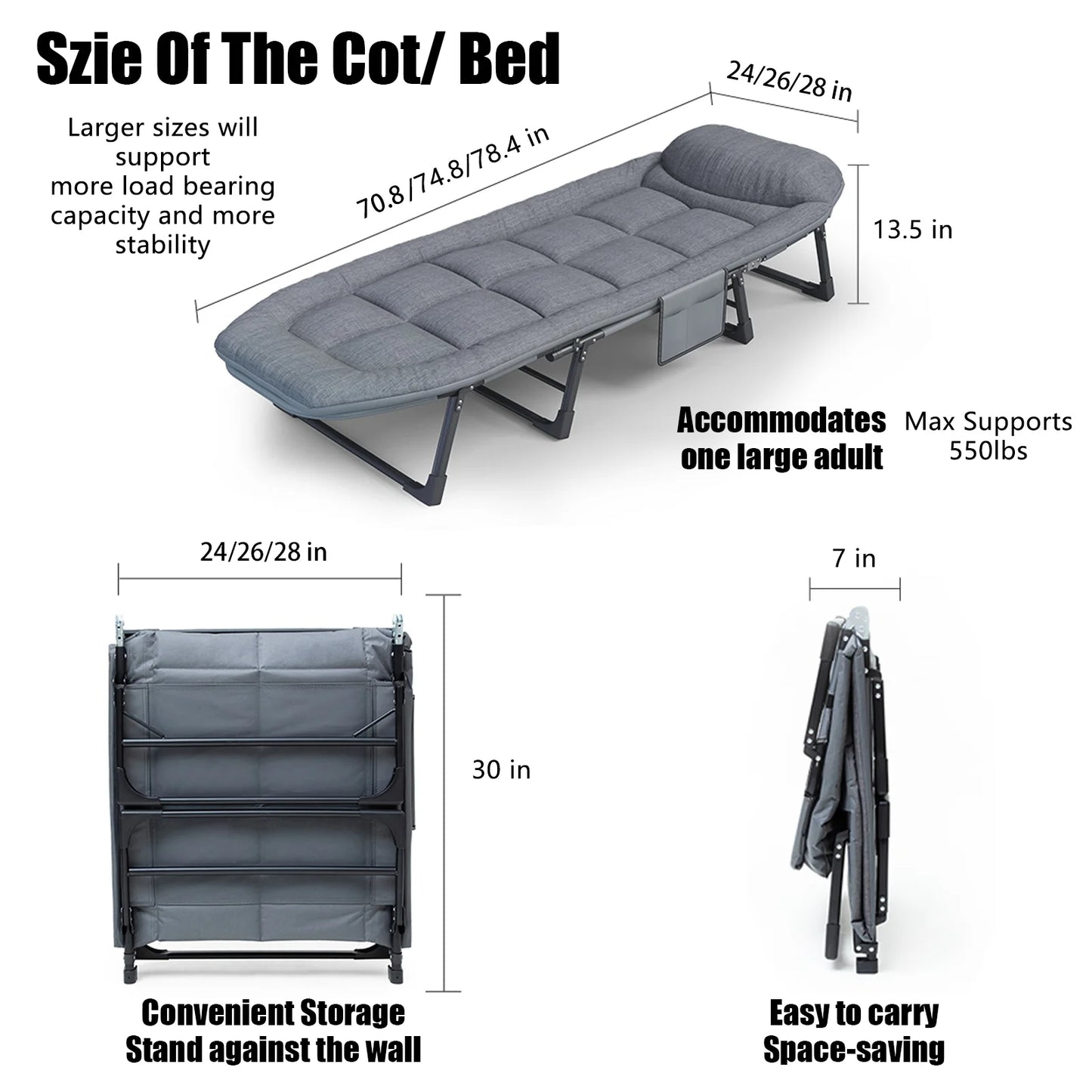 American Folding Bed Single Sofa Bed Nap Lounge Chair Sunbathing