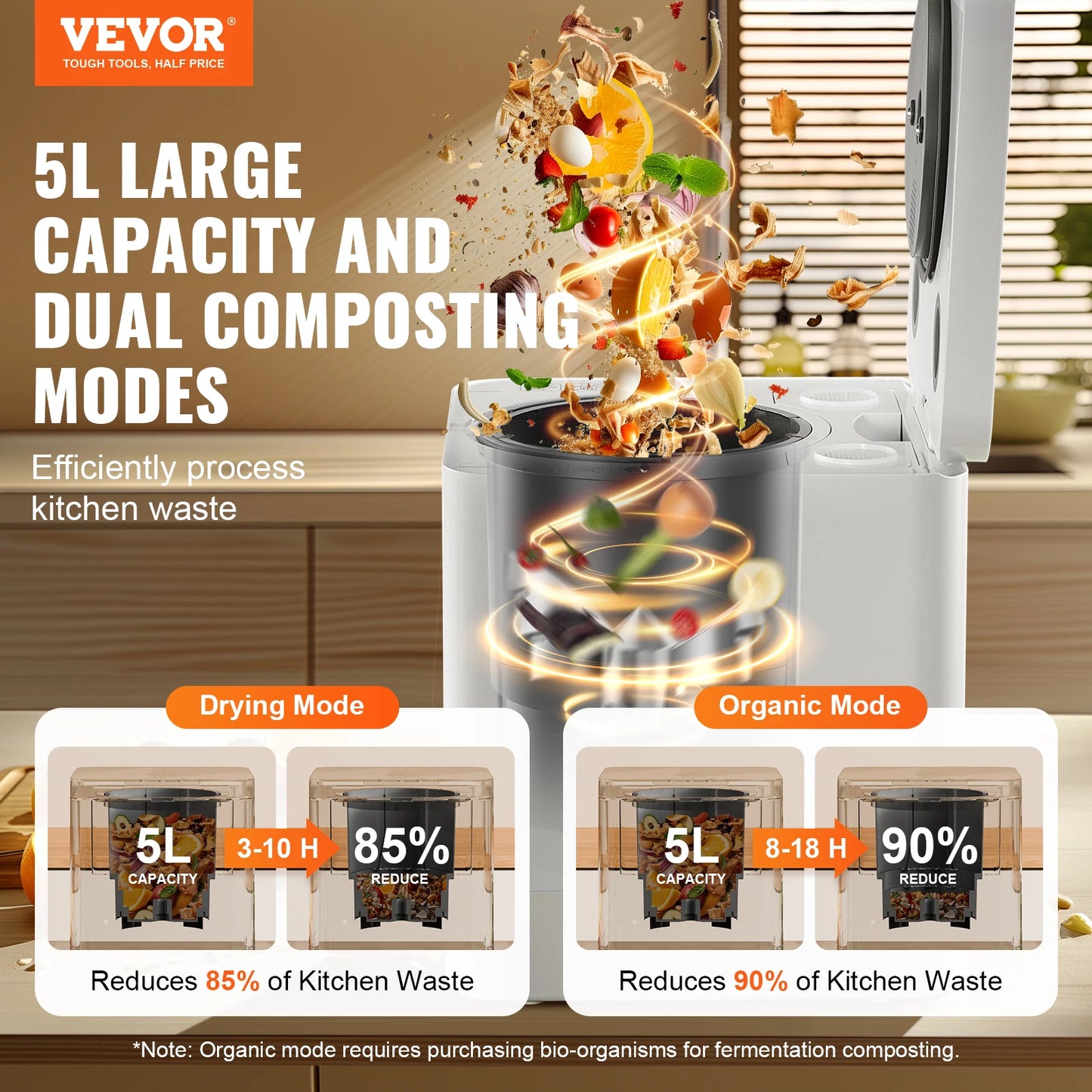 VEVOR 5 L Electric Composter Food Recycler For Natural Fertilizer