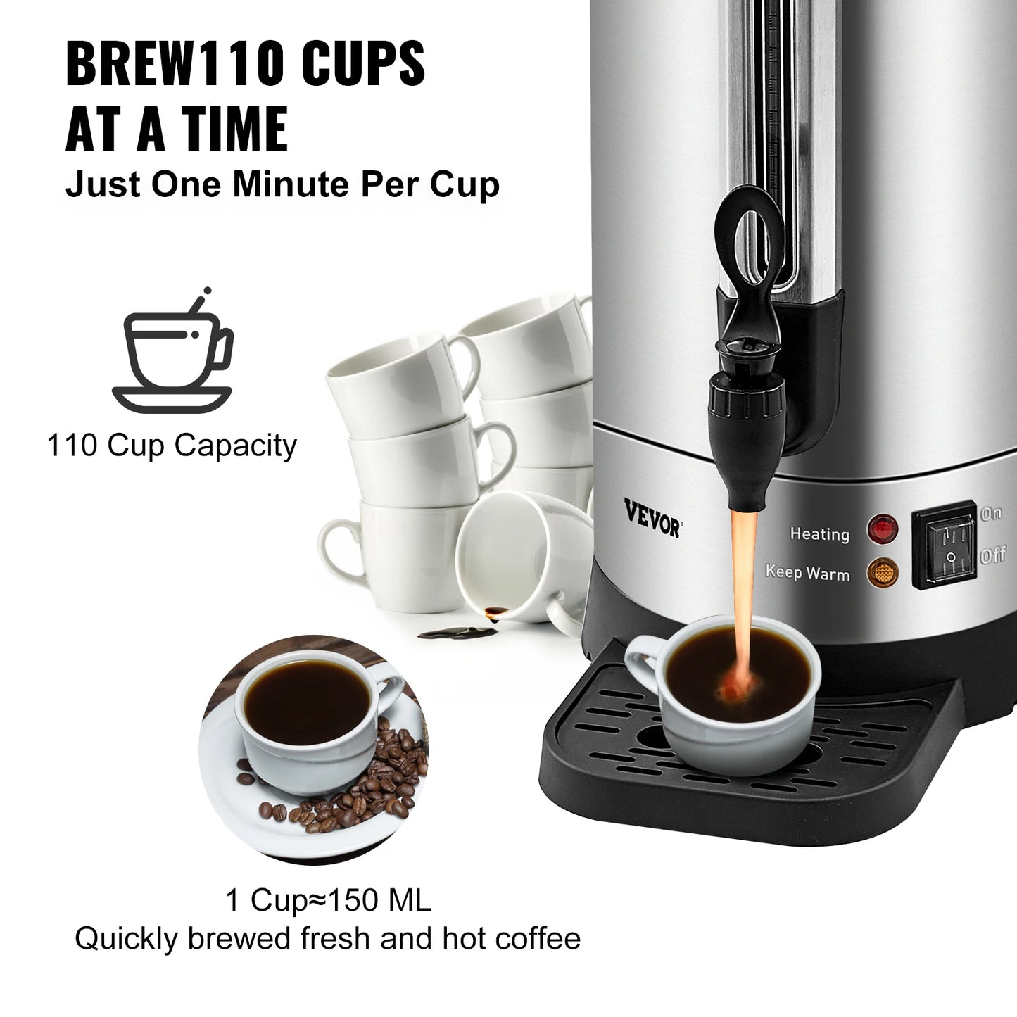 110 Cups Stainless Steel Coffee Thermos Hot Water Camping
