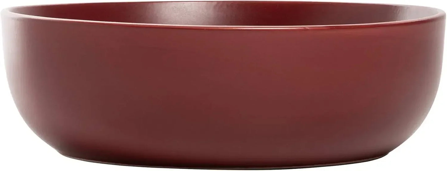 10 Wazee Matte Coupe Dinnerware Set, 16 Pc, Red Color