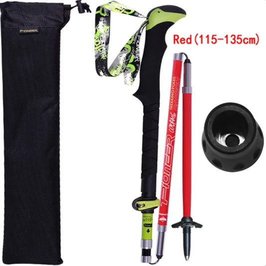 Professional Folding Trekking Poles Carbon Alpenstocks Hiking Sticks