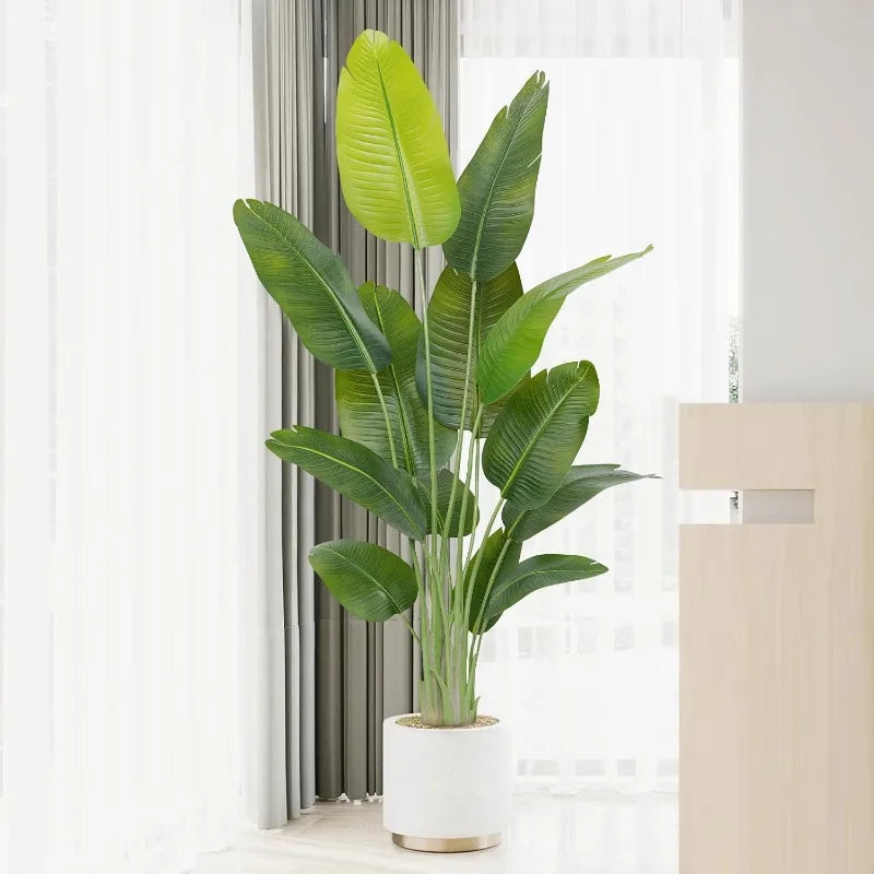 Lifelike Bird of Paradise Artificial Plant Faux Banana Leaf Tree