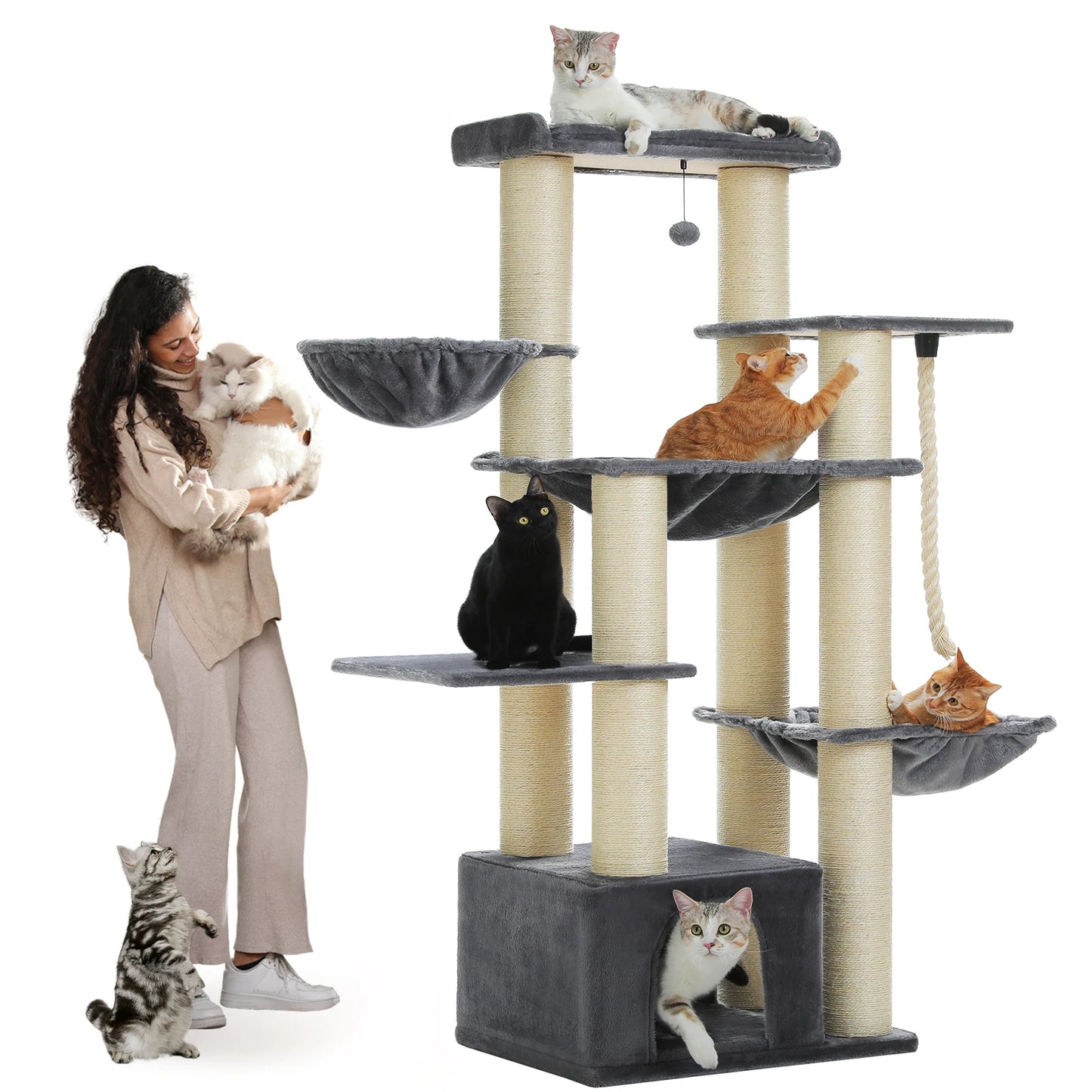 Big Cat Tree for Large Cats Robust Cat Tower with Perch