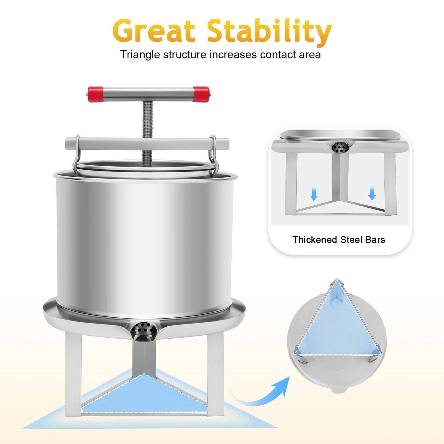 13L Manual Honey Extractor Stainless Steel Juice Squeeze Tool