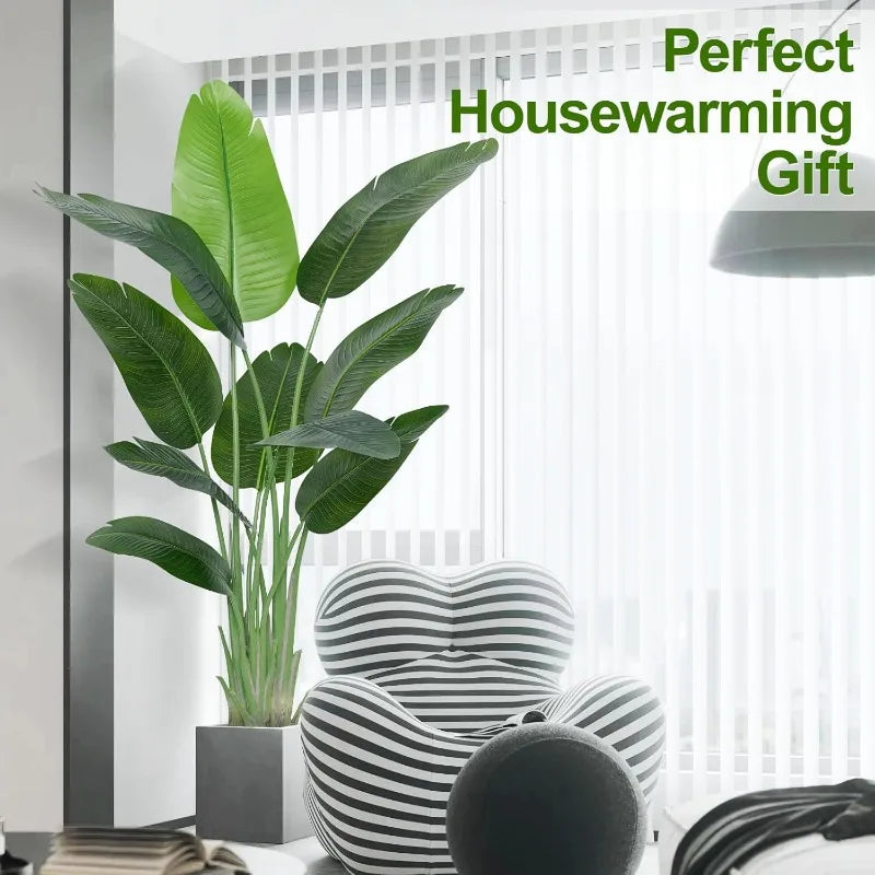 Lifelike Bird of Paradise Artificial Plant Faux Banana Leaf Tree