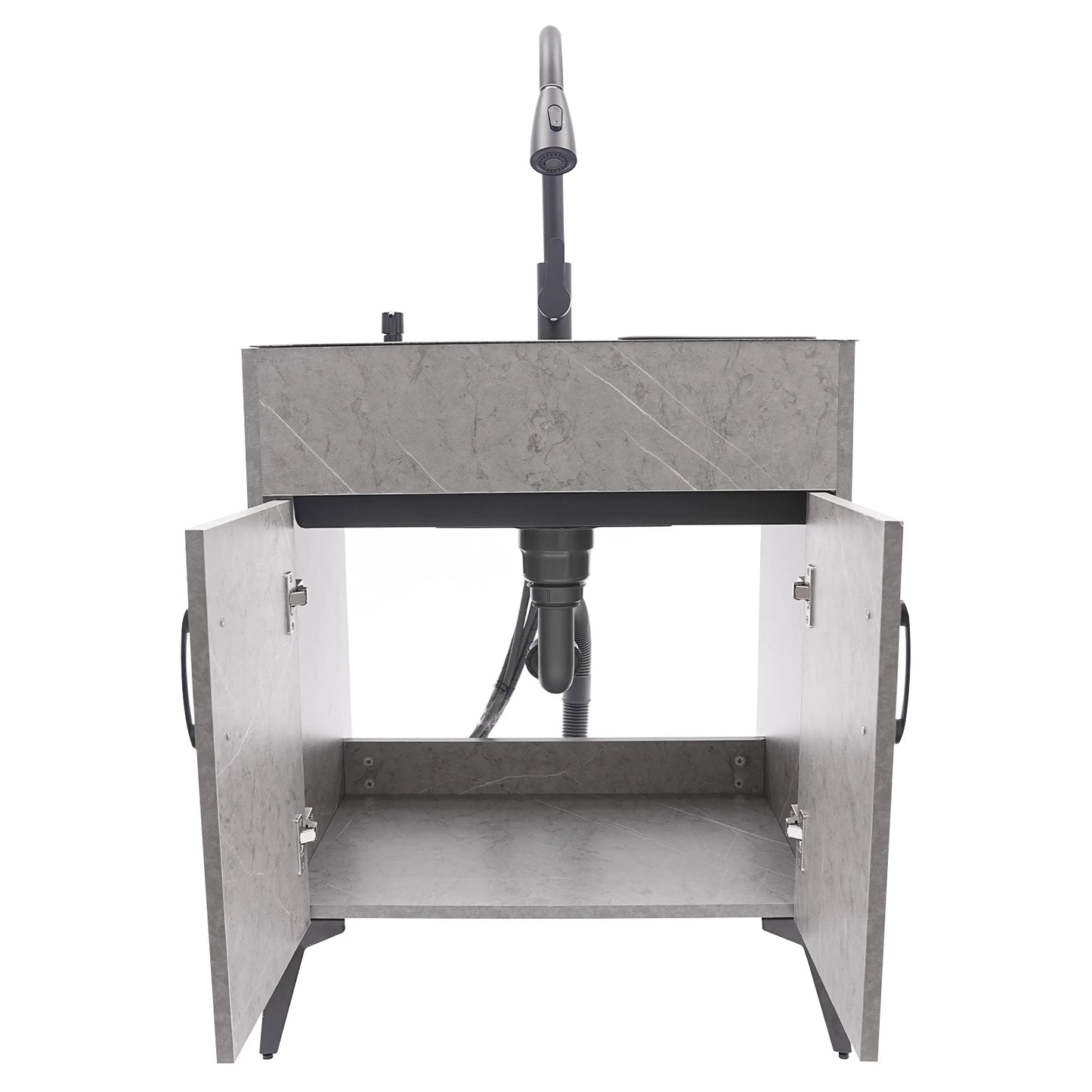 Stainless Steel Kitchen Sink with Cabinet and Faucet Portable Laundry Sink