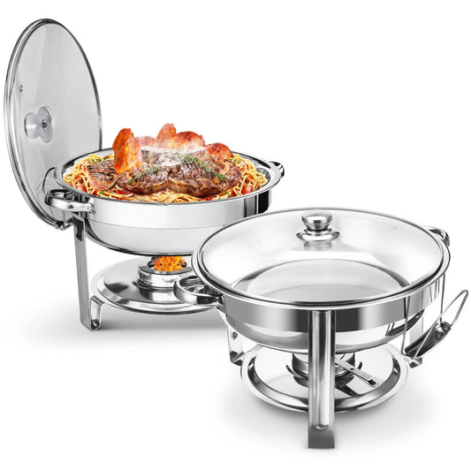 Chafing Dish Buffet Set 2 Pack 5QT Glass Lid Stainless Steel