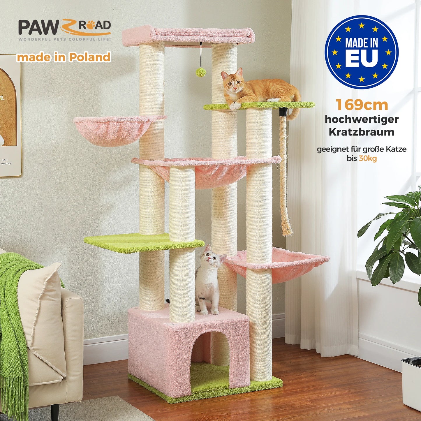 Big Cat Tree for Large Cats Robust Cat Tower with Perch