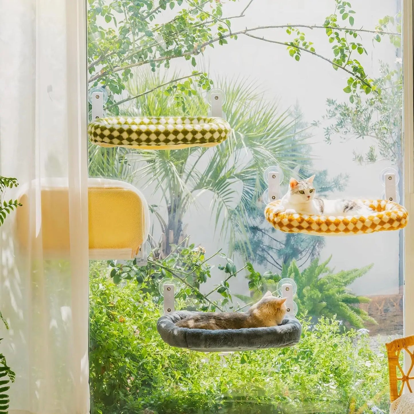 Foldable Window Perch 4 Strong Suction Cups Cordless Hammock