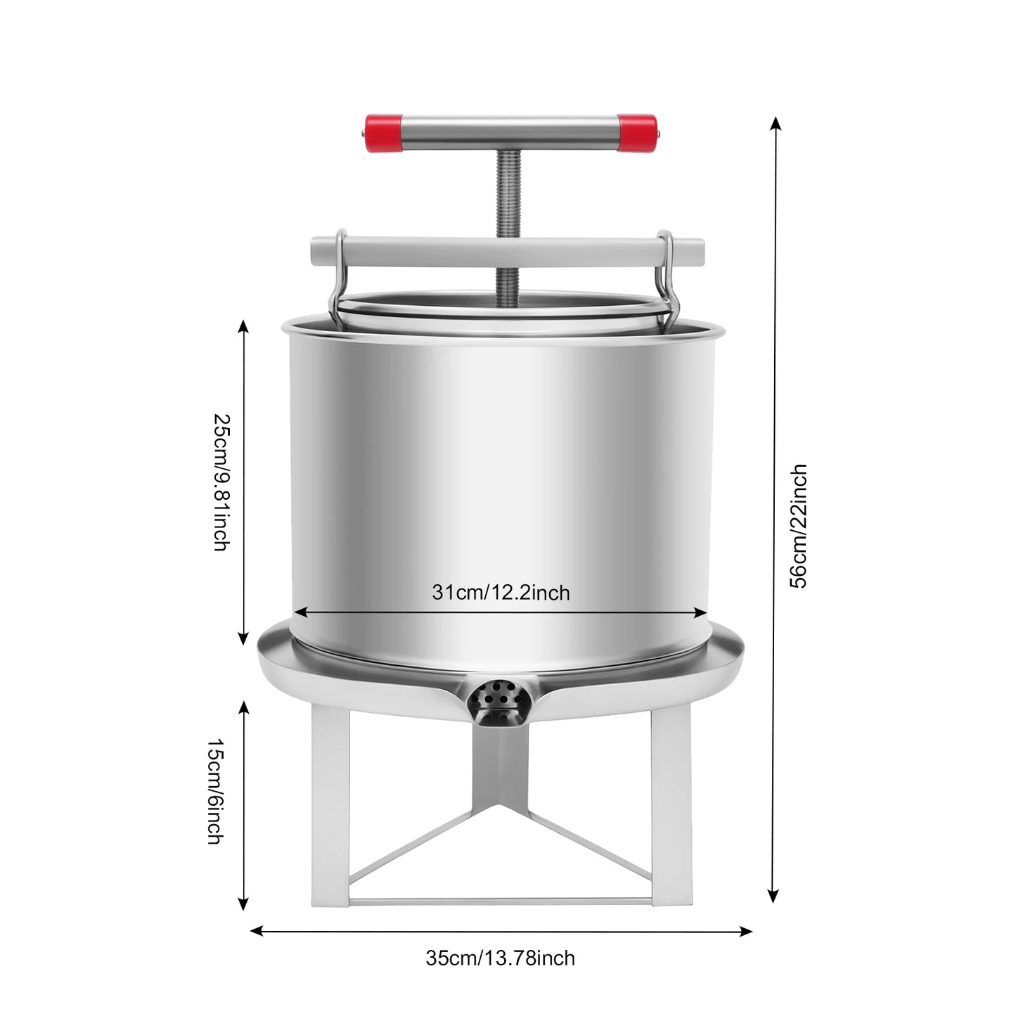 13L Manual Honey Extractor Stainless Steel Juice Squeeze Tool