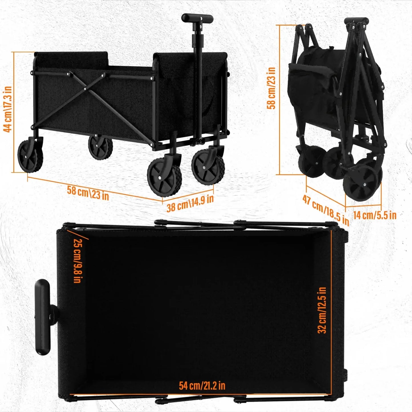 Foldable Garden Handcart | Heavy-Duty One-Hand Carry
