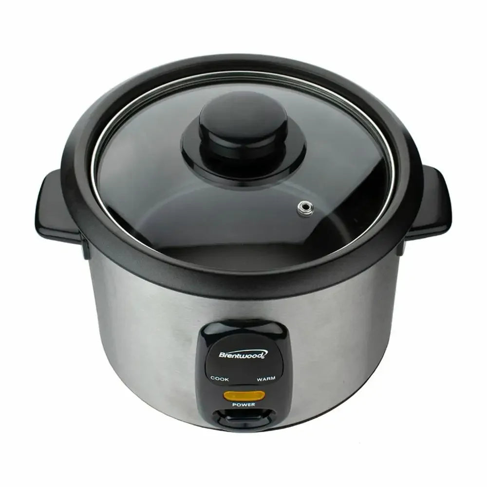 16-Cup Rice Cooker Steamer Non-Stick Pot Black Silver Automatic Warming 500W
