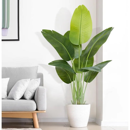 Lifelike Bird of Paradise Artificial Plant Faux Banana Leaf Tree