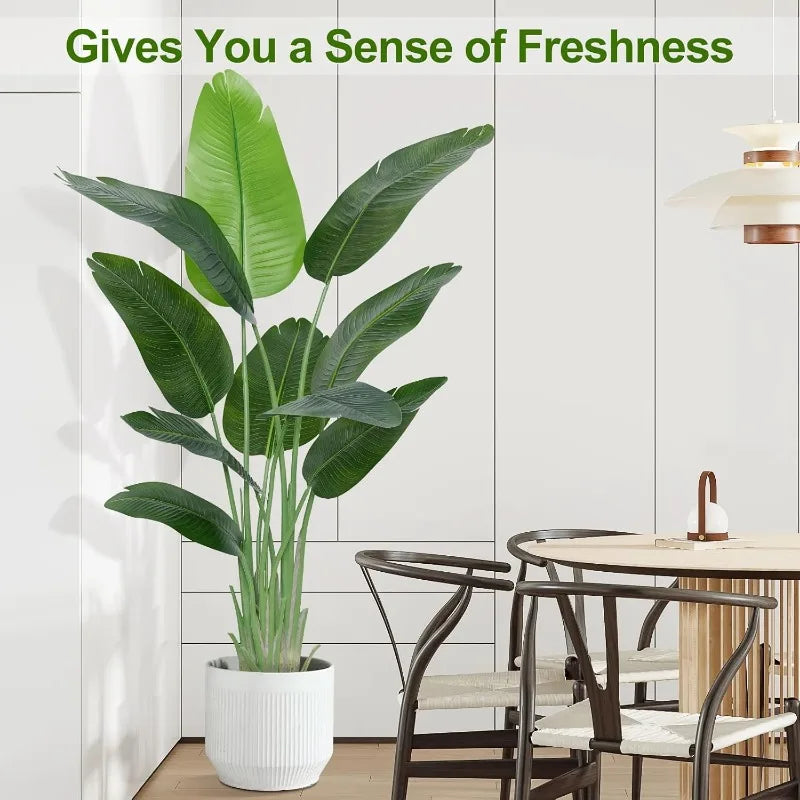 Lifelike Bird of Paradise Artificial Plant Faux Banana Leaf Tree
