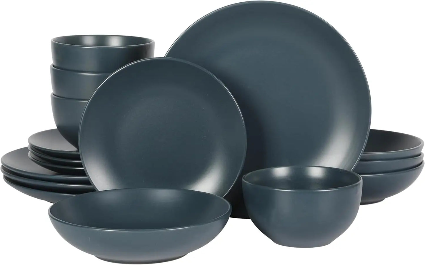 Zuma Stoneware Dinnerware Set - Matte Black for Four