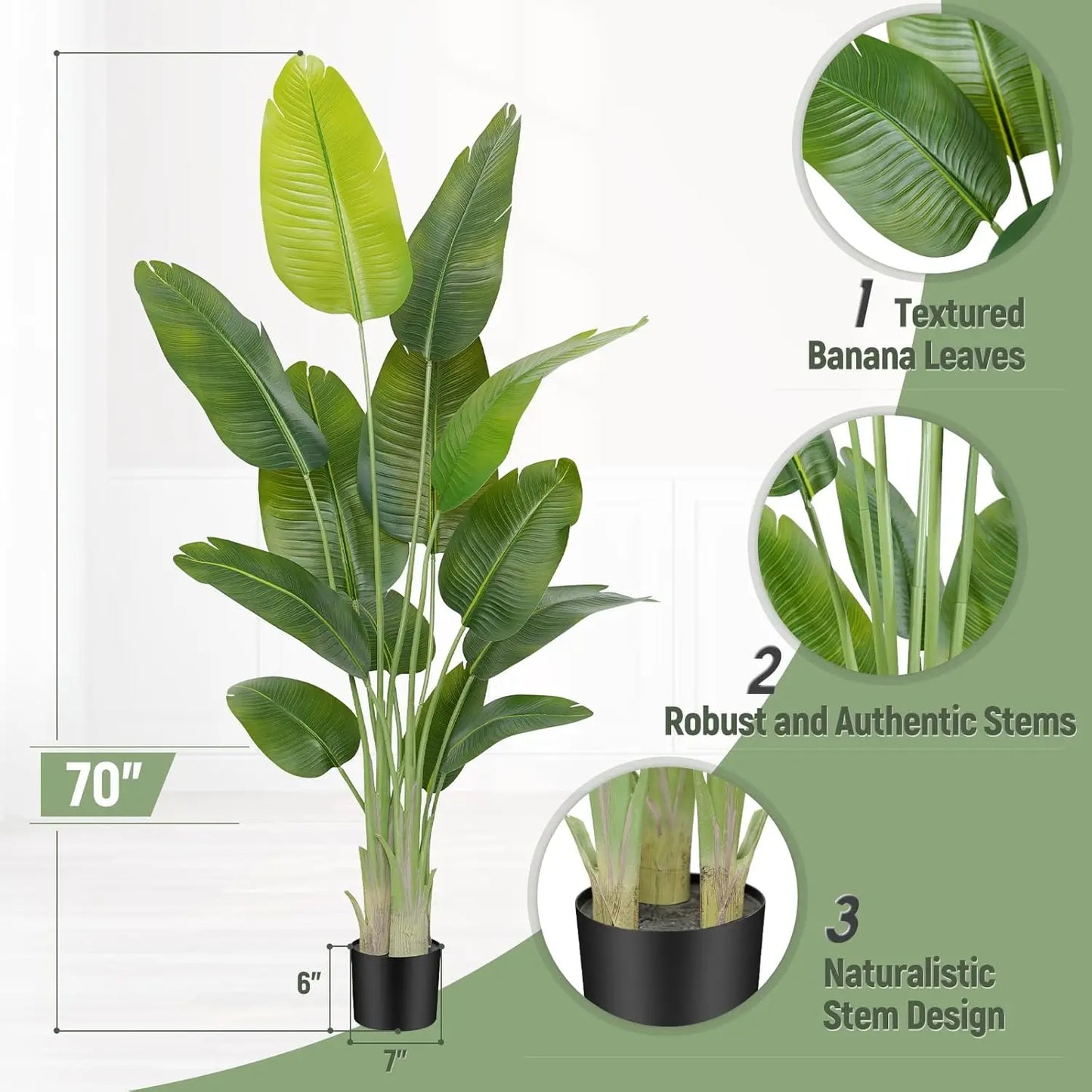 Lifelike Bird of Paradise Artificial Plant Faux Banana Leaf Tree