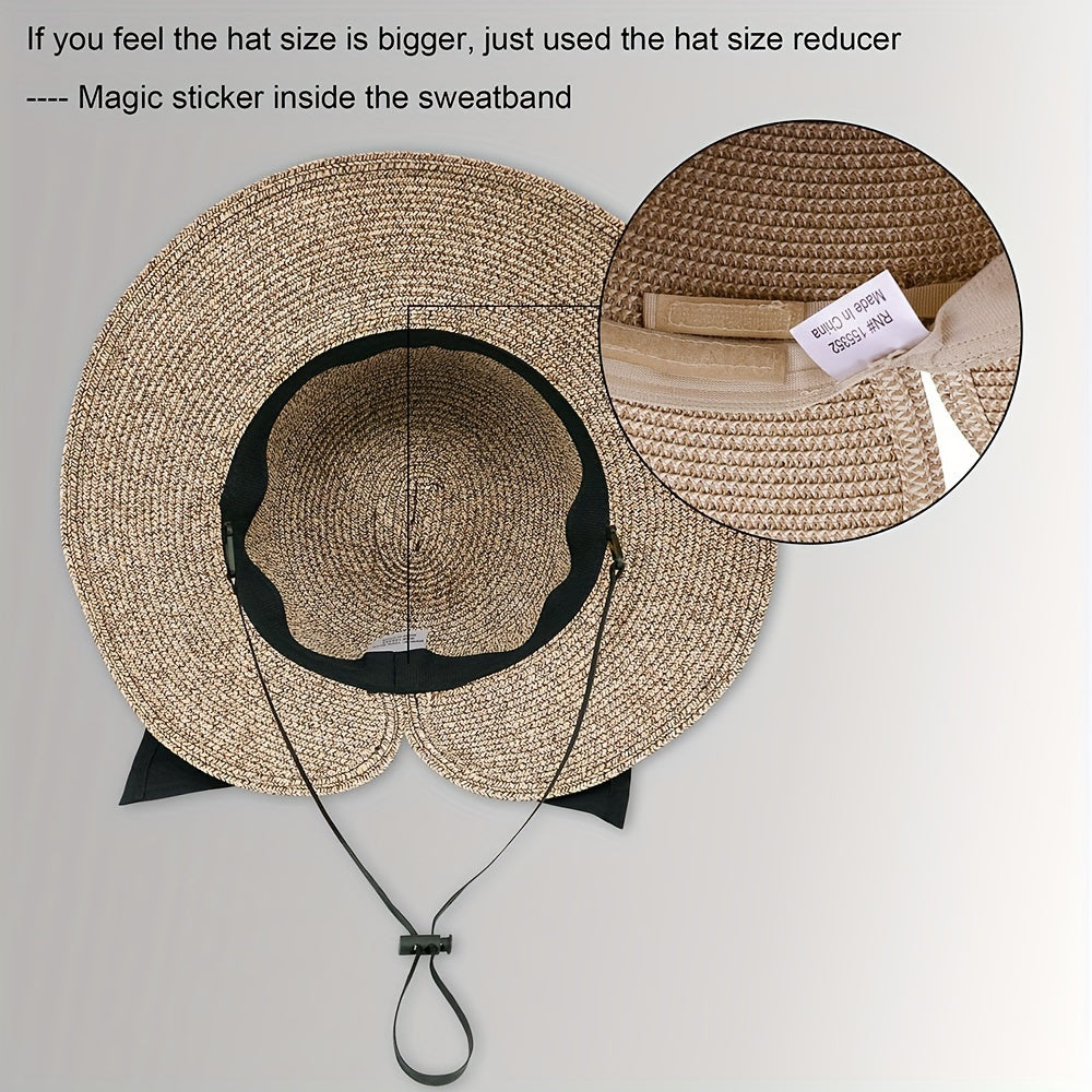 Foldable Summer Sun Hat for Women, Beach Straw Bucket Floppy Women's Sun Hats