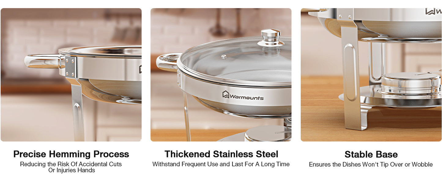 Chafing Dish Buffet Set 2 Pack 5QT Glass Lid Stainless Steel